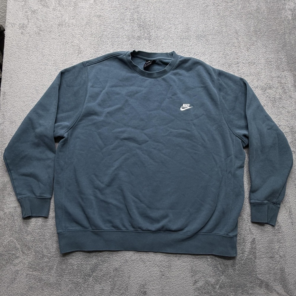 Nike Sweatshirt Mens 2XL Blue Fleece Crewneck Pullover‎ Embroidered Swoosh Logo